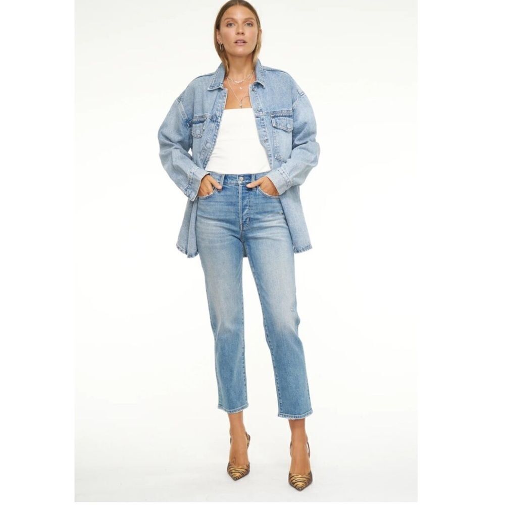 Pistola Blue Cropped Ankle Jeans with Distressed Details